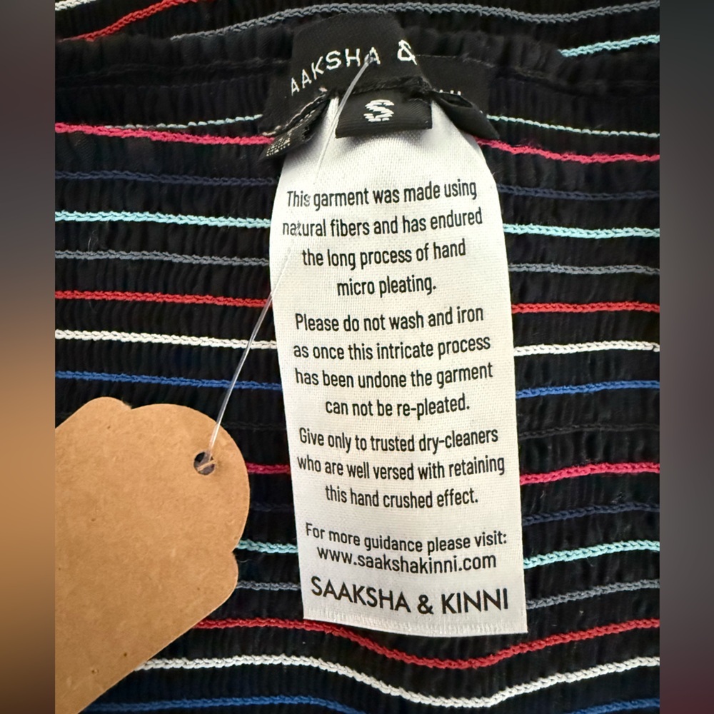 Saaksha & Kinni Silk Blend Striped Midi Skirt Front Zip Slit - New - Size S — image 6 of 6